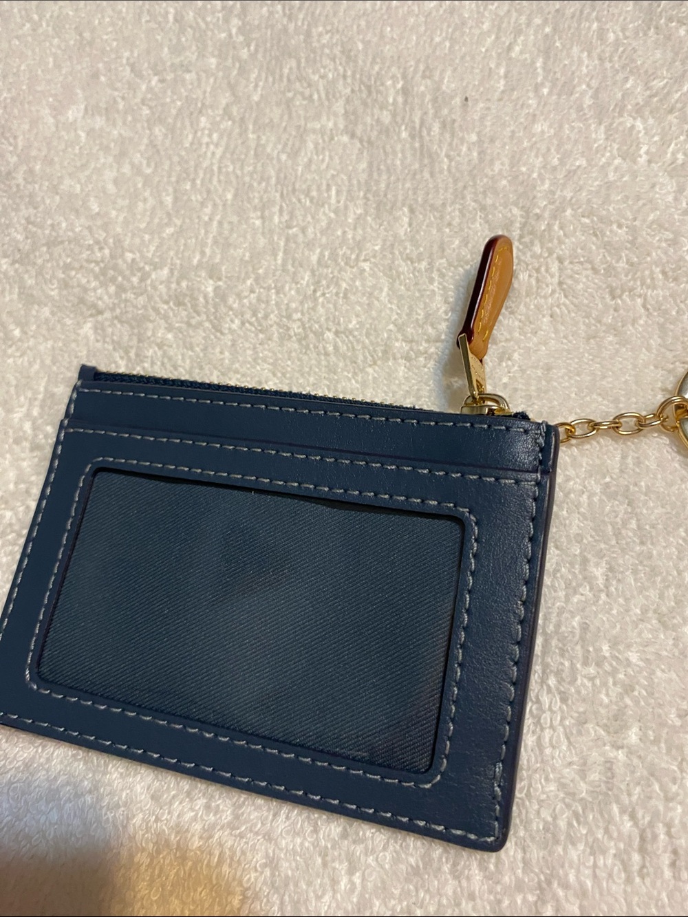 Coach Denim Monogram Card Case Keyring in Blue and Navy - Picture 3 of 6